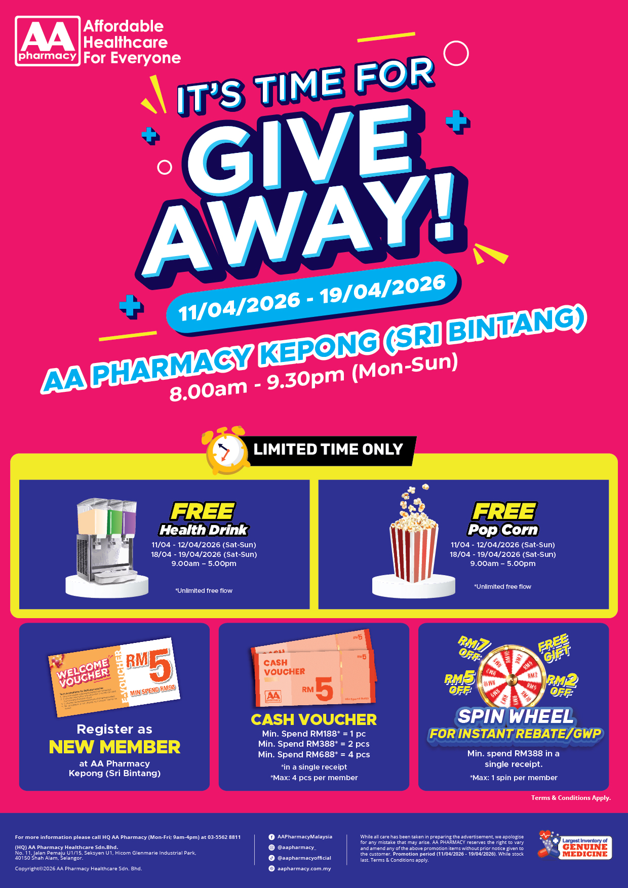 AA Pharmacy Jinjang, Kepong Grand Opening Flyer