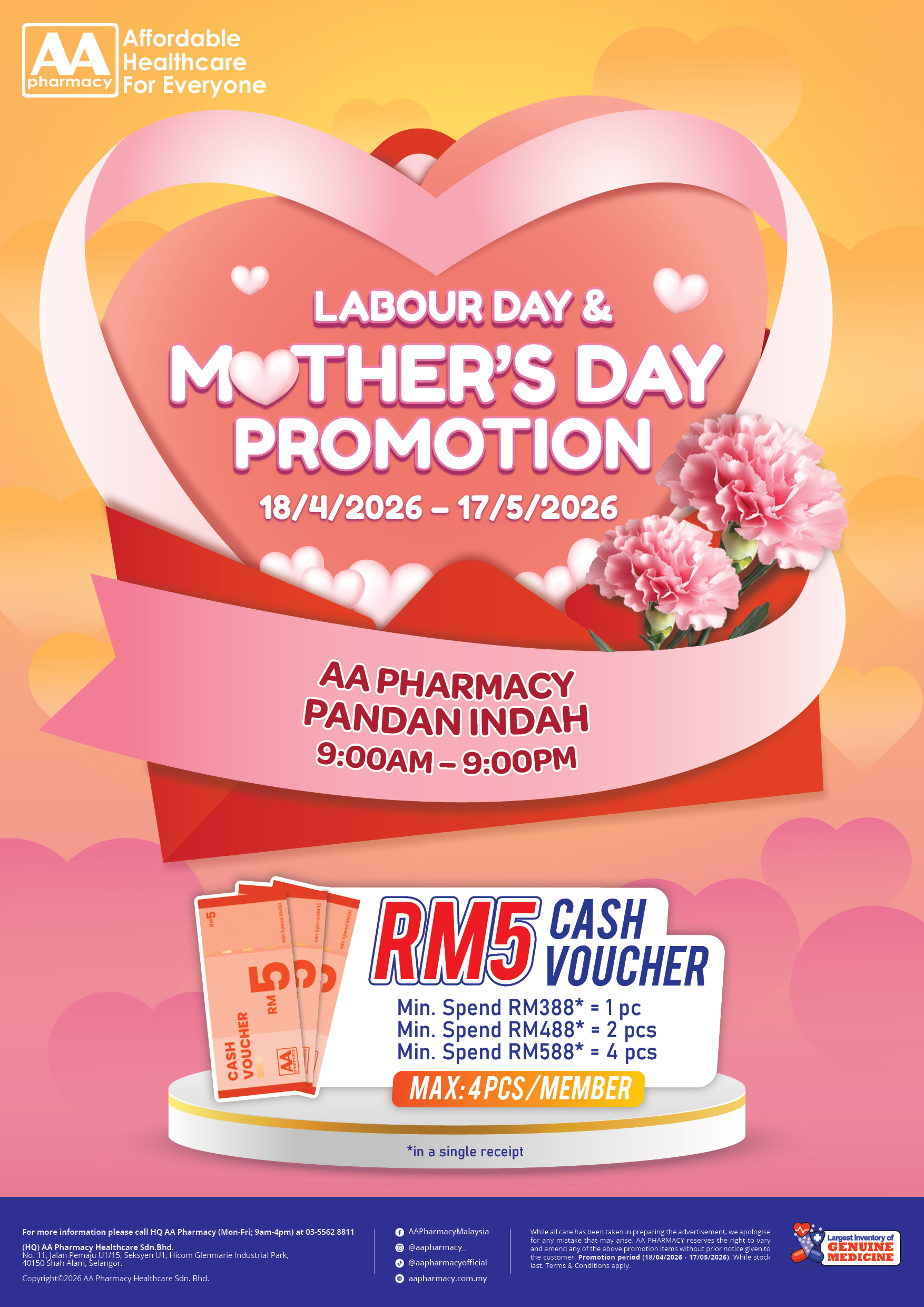 AA Pharmacy Jinjang, Kepong Grand Opening Flyer