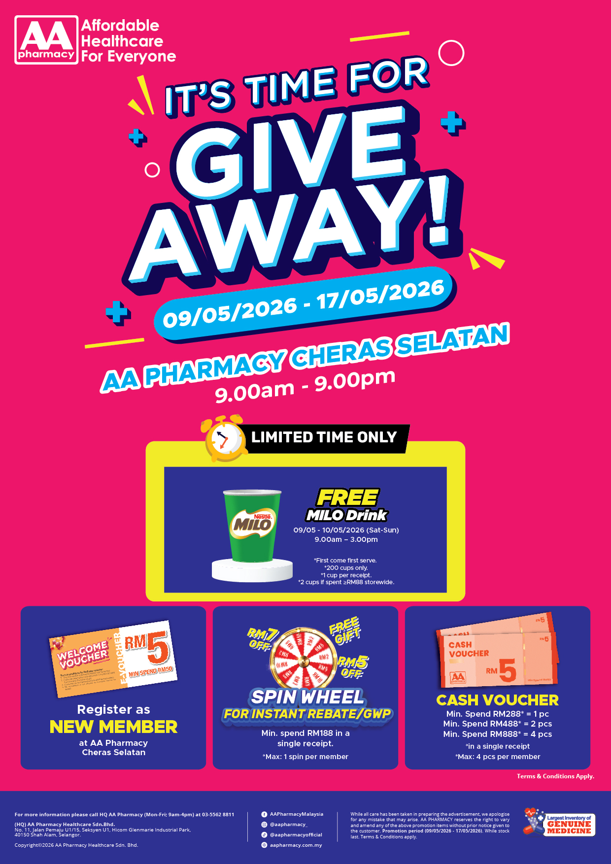 AA Pharmacy Jinjang, Kepong Grand Opening Flyer