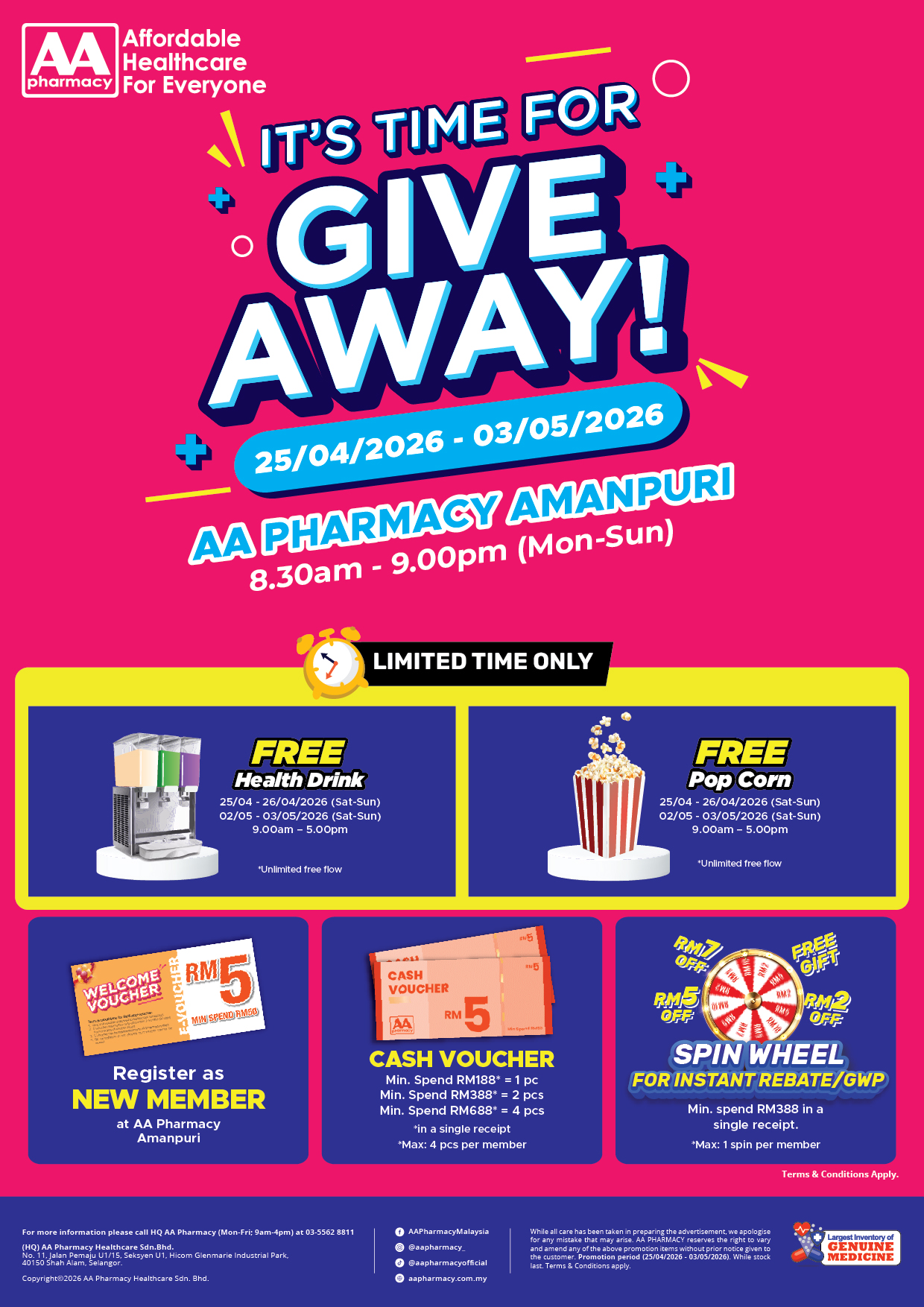AA Pharmacy Jinjang, Kepong Grand Opening Flyer