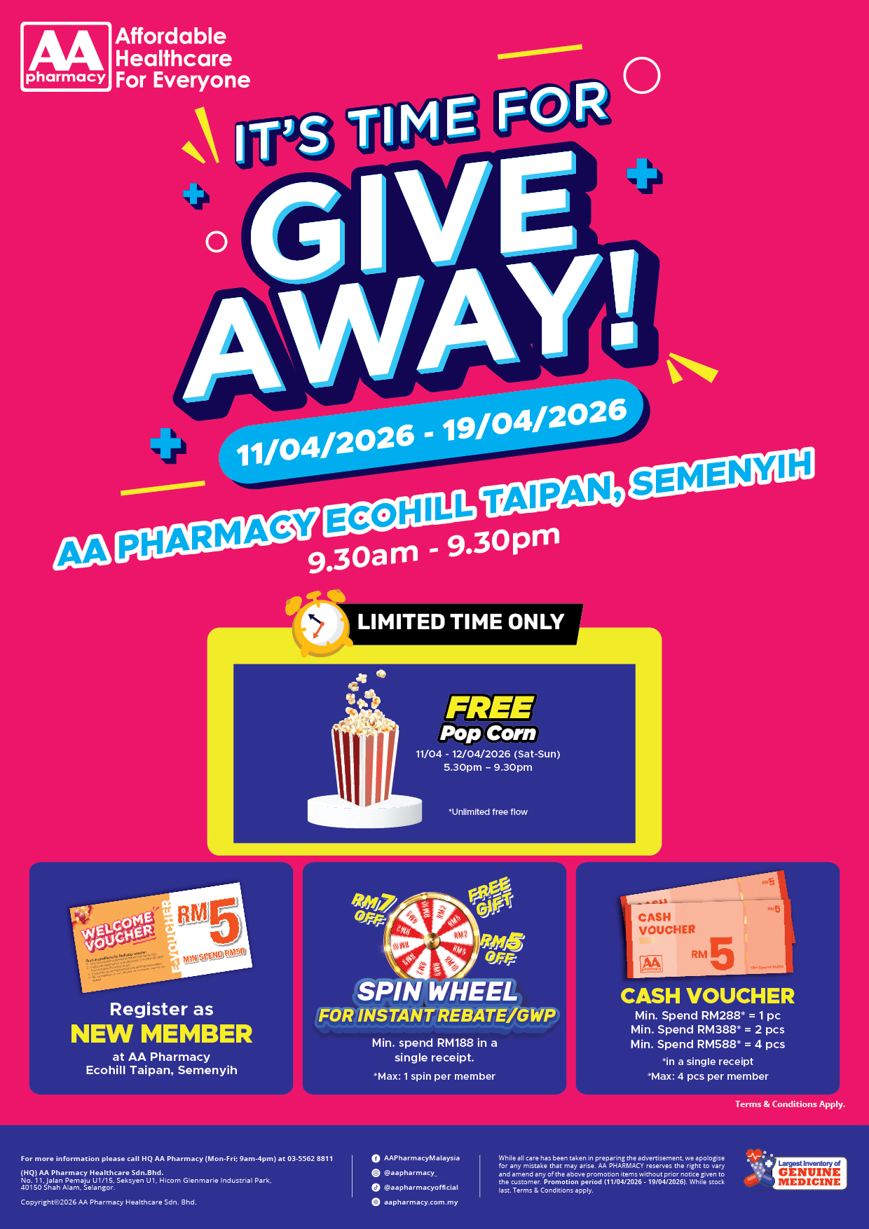 AA Pharmacy Jinjang, Kepong Grand Opening Flyer